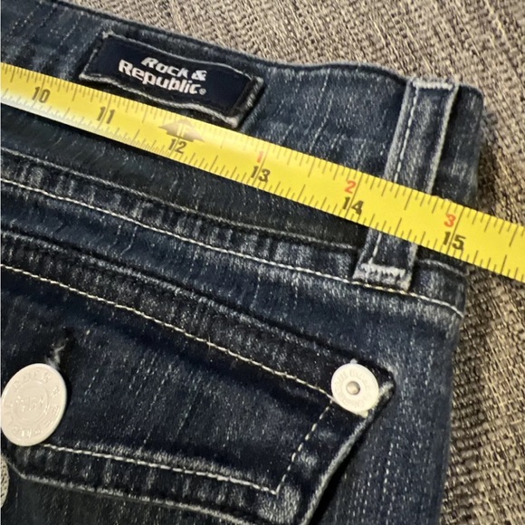 Rock Republic Hurt Bootcut Jeans Sz 27 Flap Pockets w/ White Rs - Picture 3 of 9